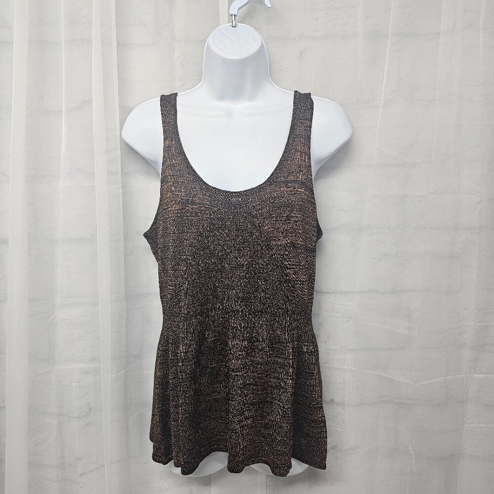 Nic & Zoe Y2K Tank Brown Black Silk Blend Peplum Goth Grunge Punk PL